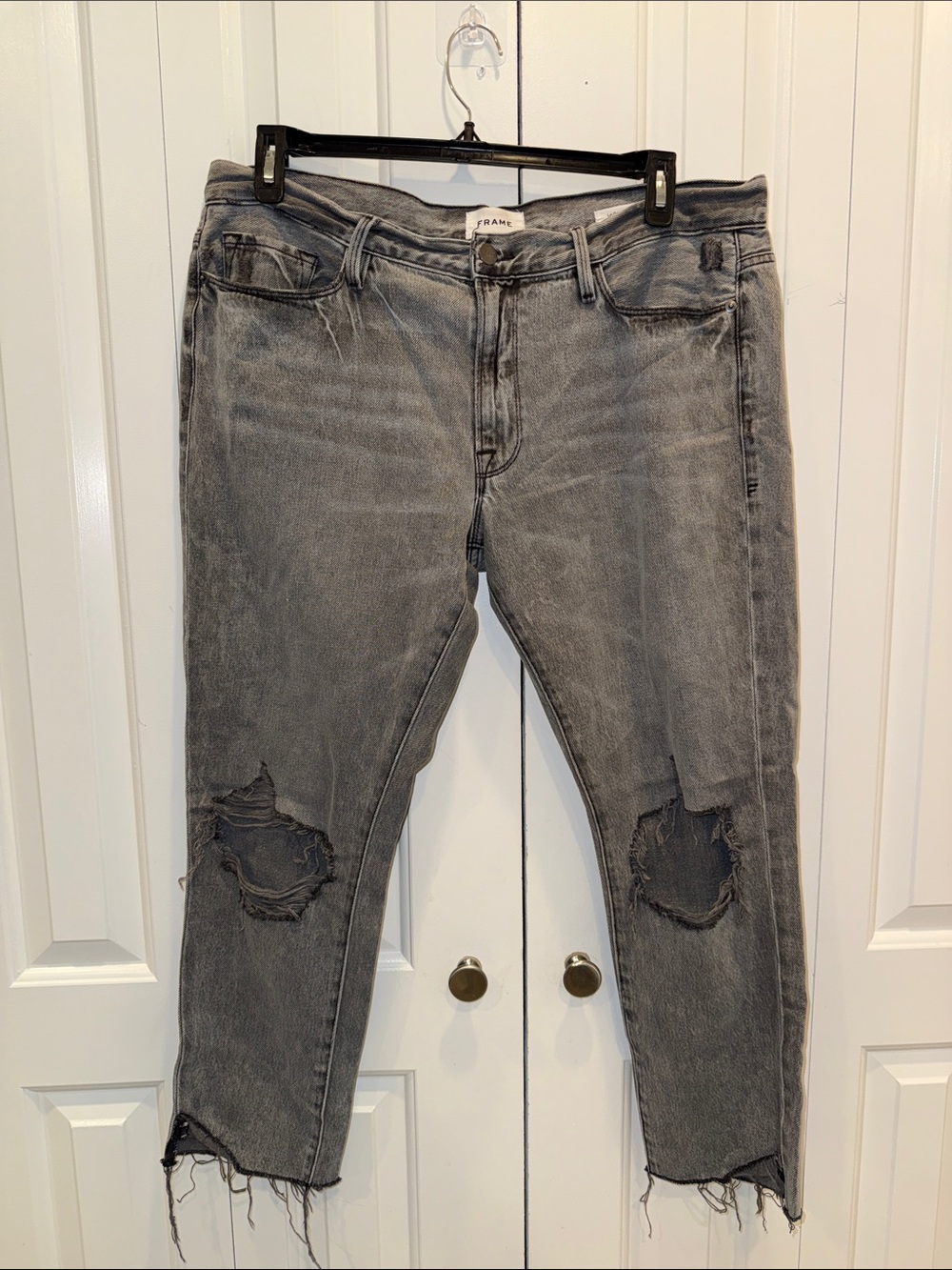 Frame‎ Denim Washed Gray Slim Distressed Jeans